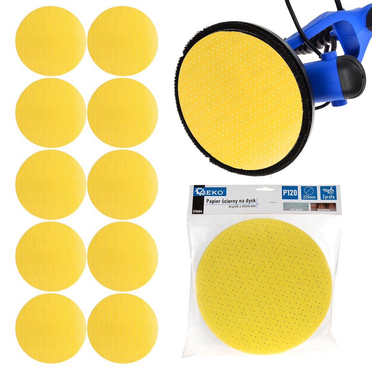 Alumiiniumoksiidist kollane lihvketas Giraffe kaelkirjaklihvijale, 225mm, karedus 120 pakis 10 tk