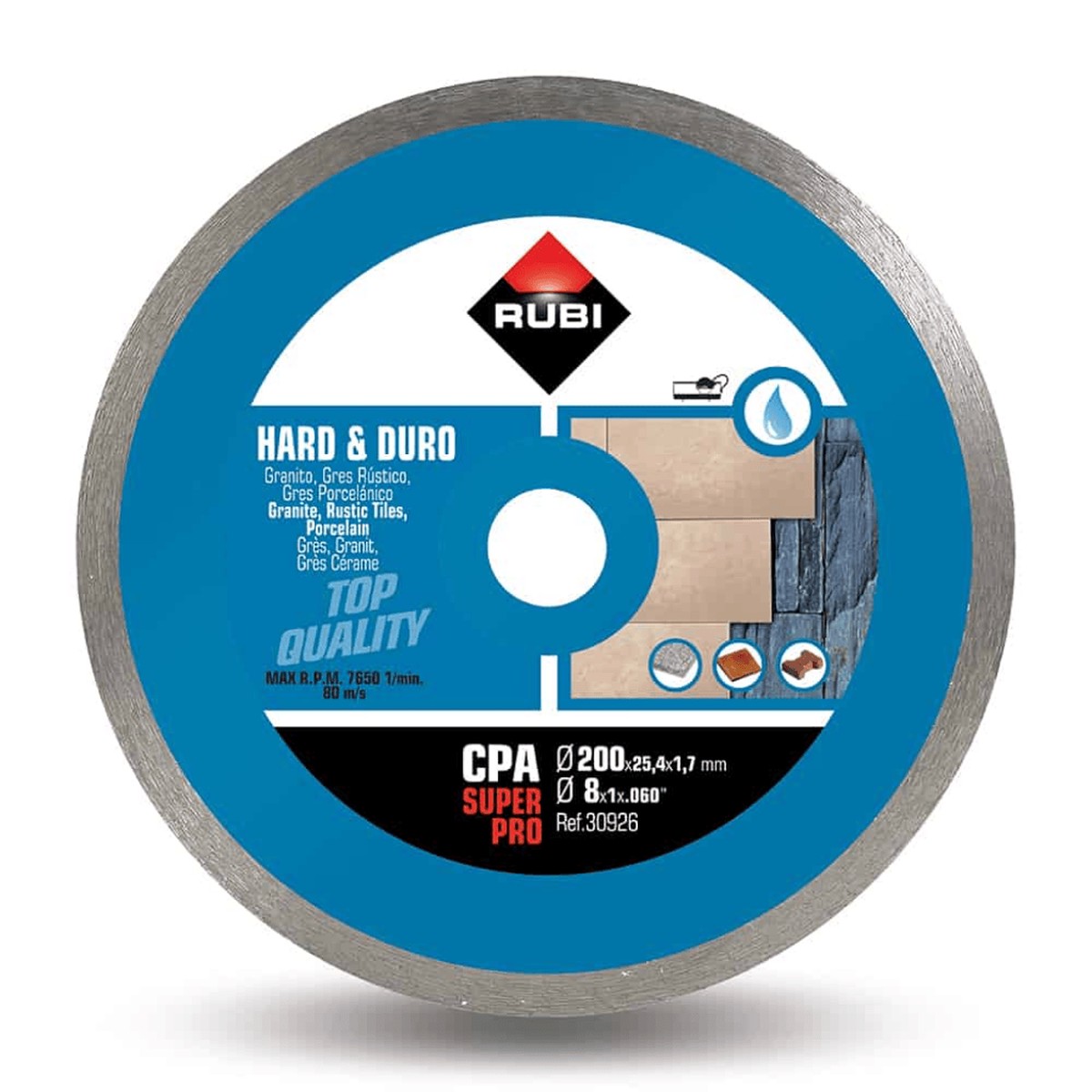 Rubi Continuous Rim Diamond Cutting Disc for Hard Materials 200mm - 350mm | CPA SUPERPRO Series