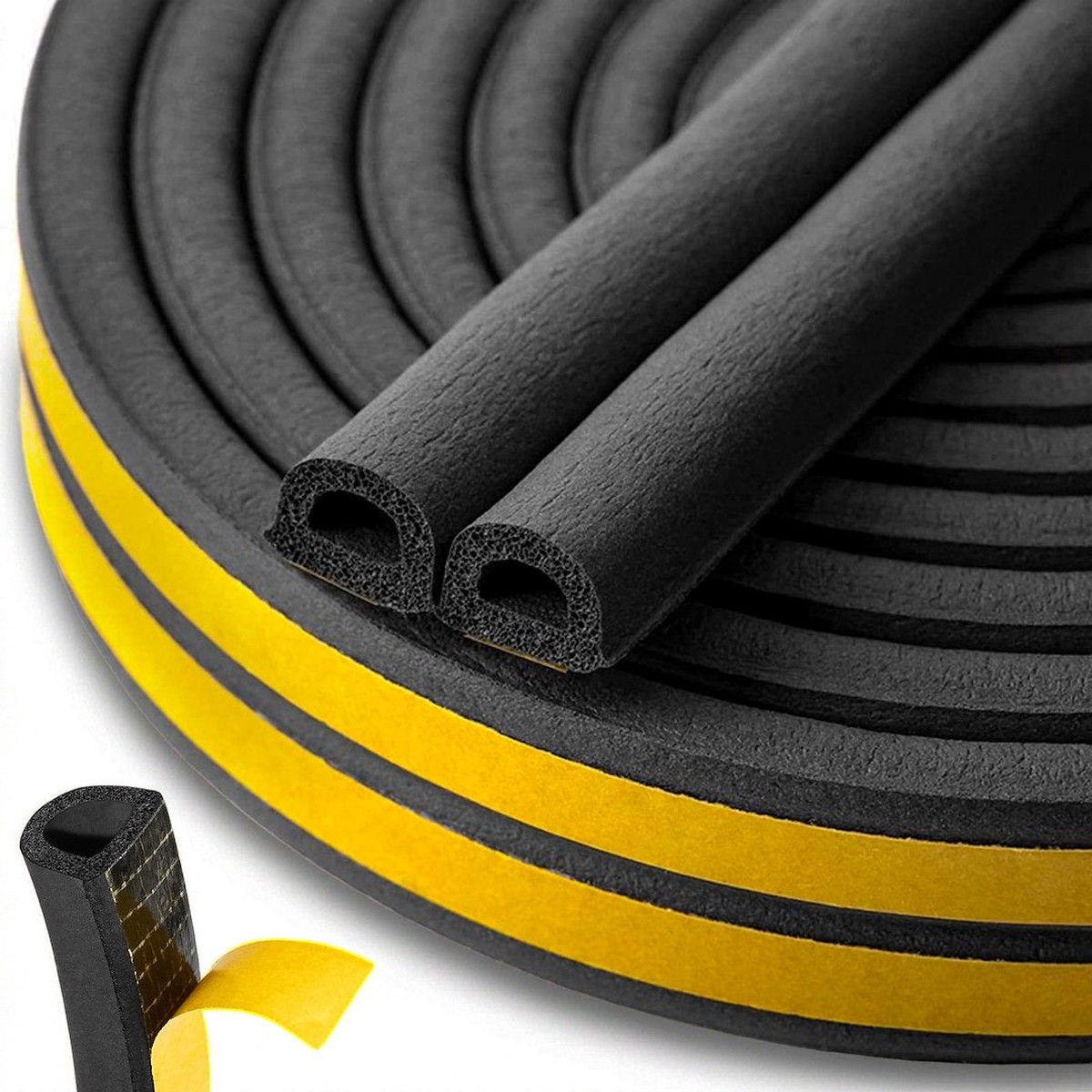 Isekleepuv EPDM D-profiiliga akna- ja uksetihend 12 10 mm, 50 m, must K02904C (C34)