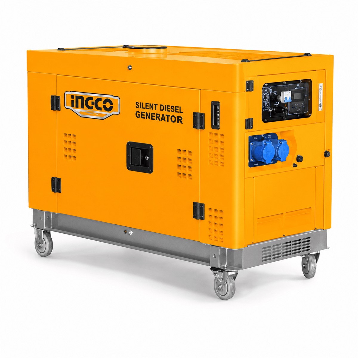 Ingco 10kW Silent Diesel Generator with 794cc V-Twin Water-Cooled Engine, Electric Start & 26L Fuel Tank