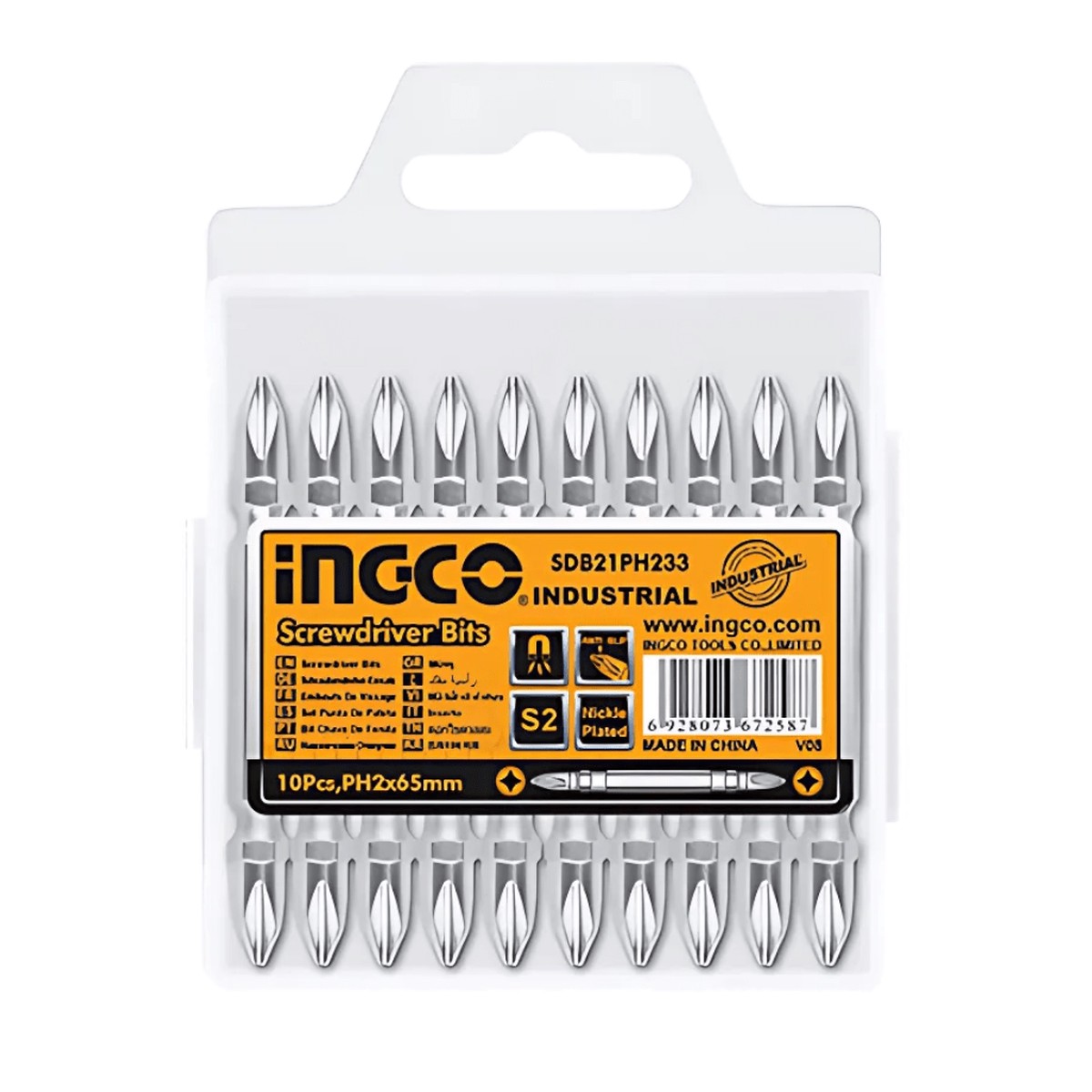 Ingco 10-Piece Double-End Screwdriver Bit Set 65mm SDB21PH233