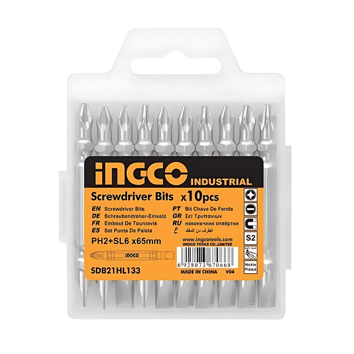 Ingco 10pcs Screwdriver Bits Set - SDB21HL133
