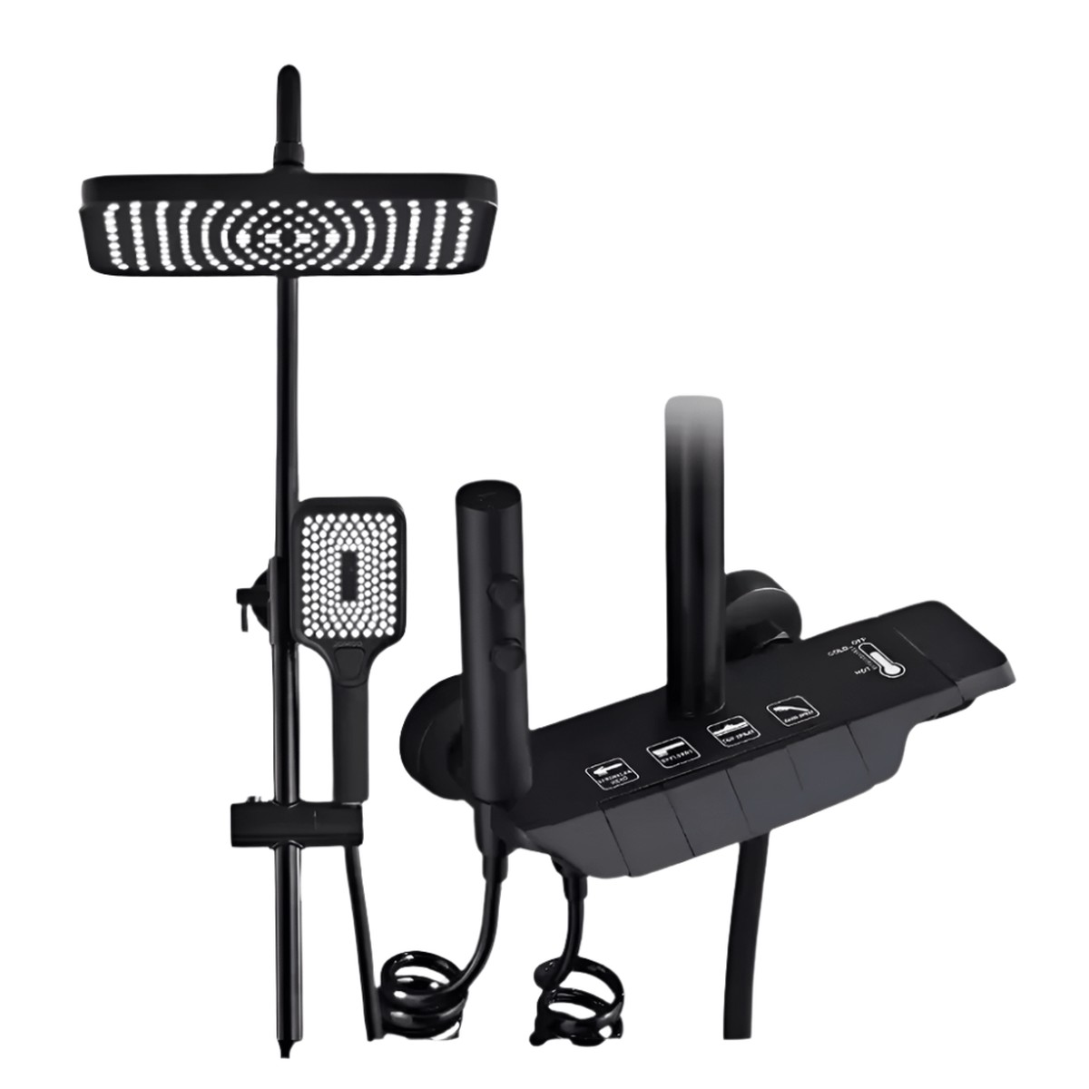 Bathroom Multifunctional 4-in-1 Black And Grey Shower Set
