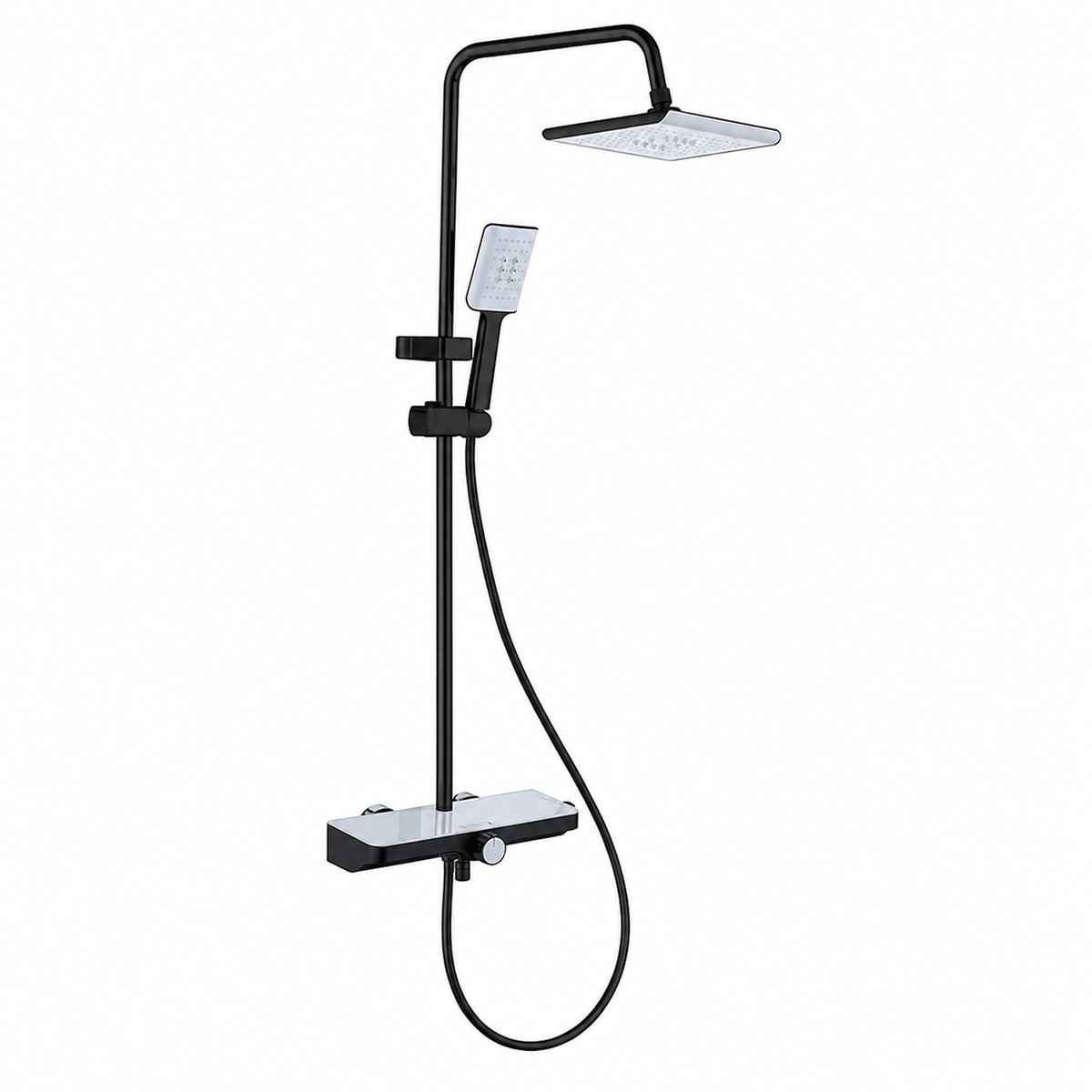 Wahkit Matte Black Shelf Bar Wall Mounted Shower System in ABS and PPA - K-8844H