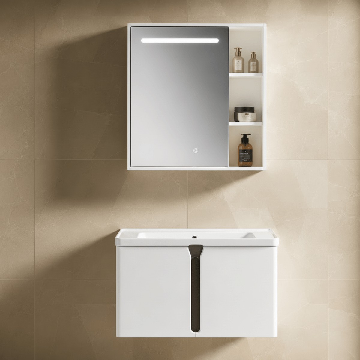 Wahkit White Smart Mirror PVC Bathroom Vanity 600mm - K-9982A