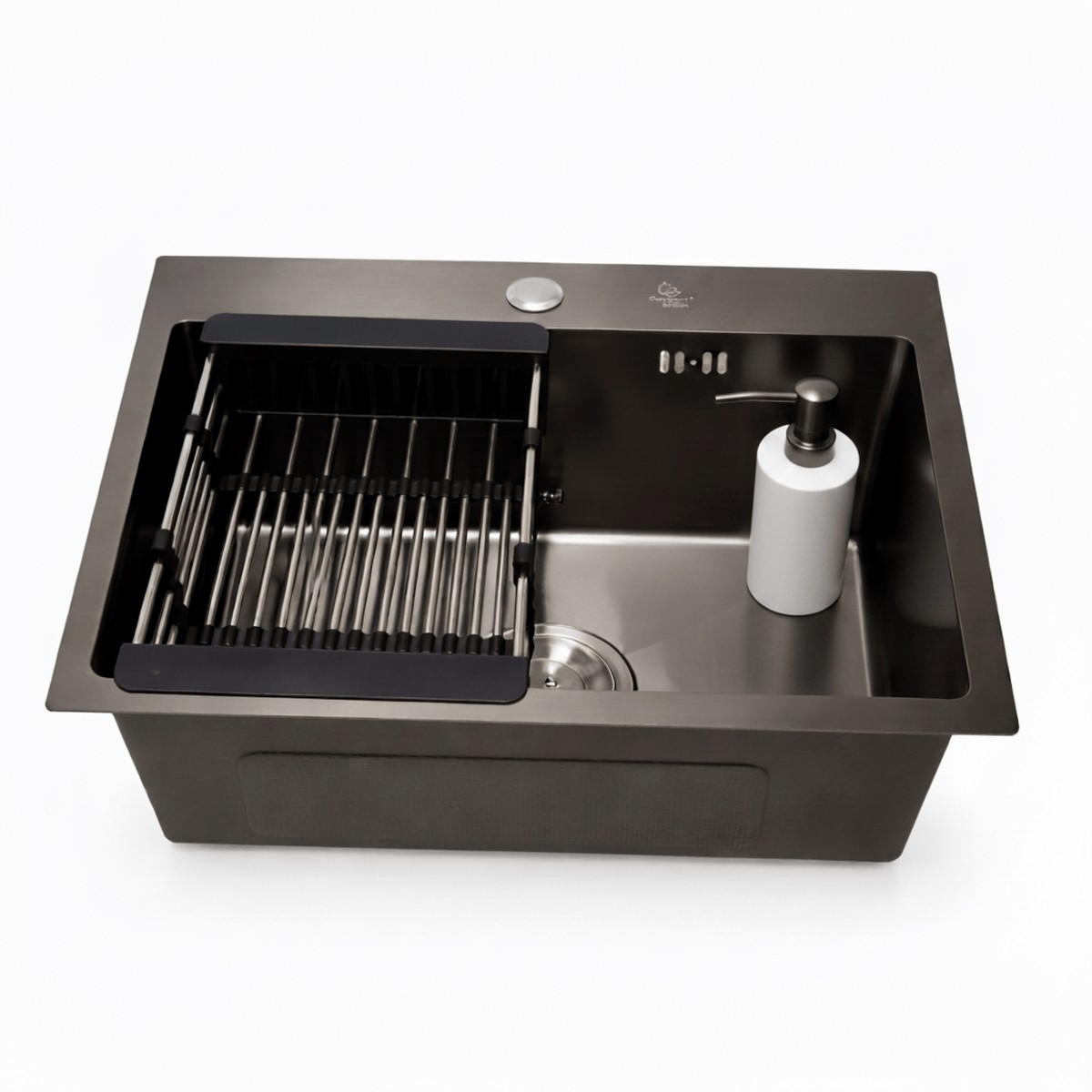 Westa Black Kitchen Sink with Soap Dispenser 50x45cm- 5045 TS