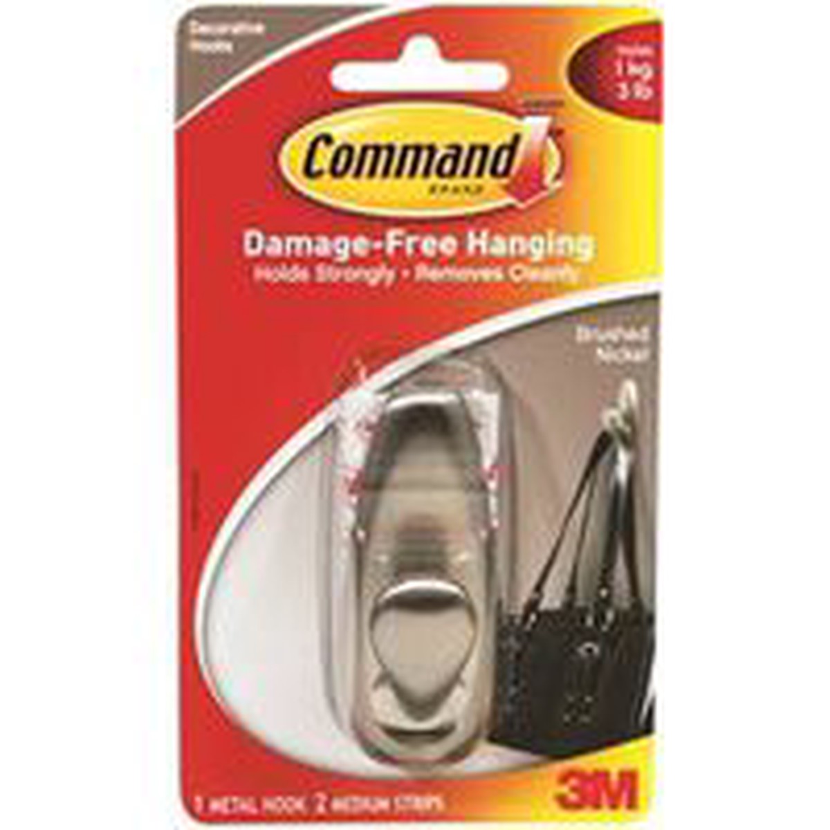 Command Forever Classic Series FC12-BN Decorative Hook, 3 lb, 1 -Hook, Metal, Brushed Nickel