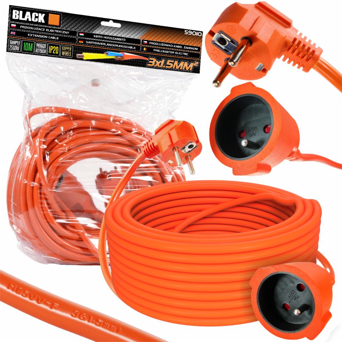 Pikenduskaabel 10 m 3 1,5 mm IP20 59010